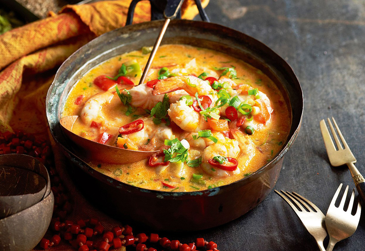 Brazilian moqueca seafood stew with shrimp