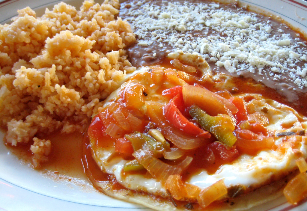A picture of huevos rancheros, a Mexican breakfast